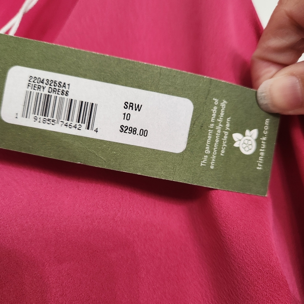 NWT Trina Turk Fiery Pink Ruffle Cocktail Dress - Picture 6 of 10